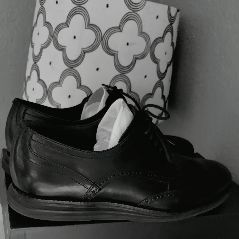 Cole Haan Black Leather Wingtip Oxfords